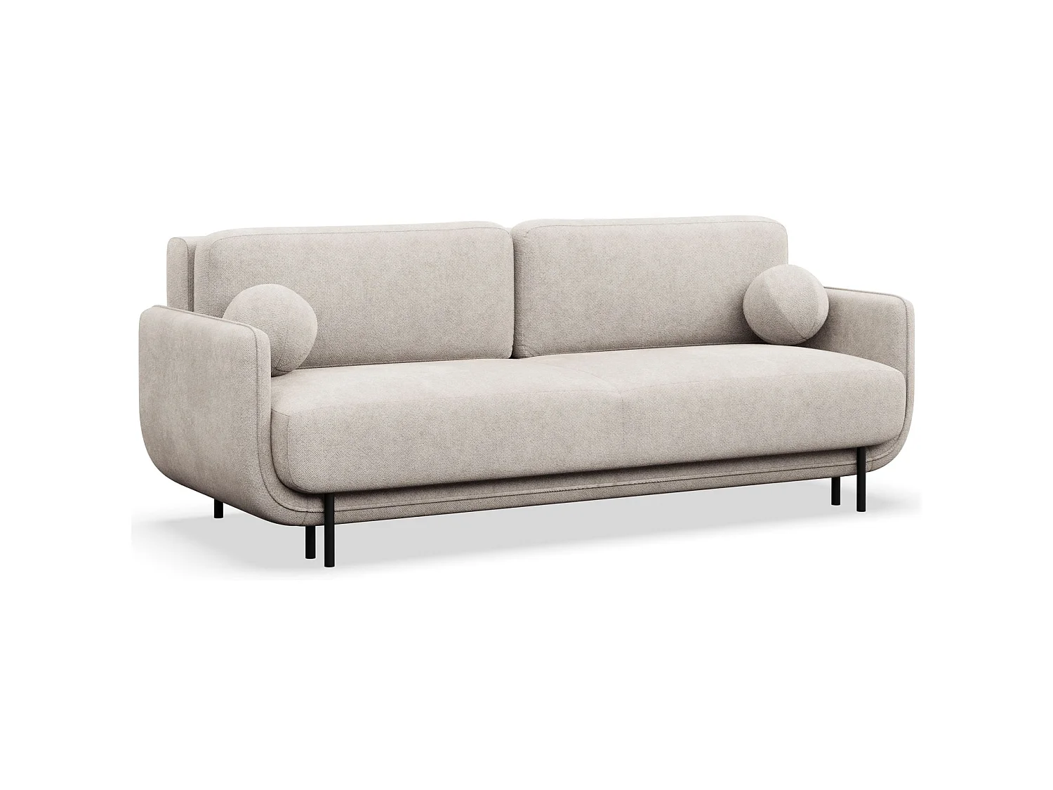 Canapé convertible 3 places – tissu texturé – beige clair – OVALS