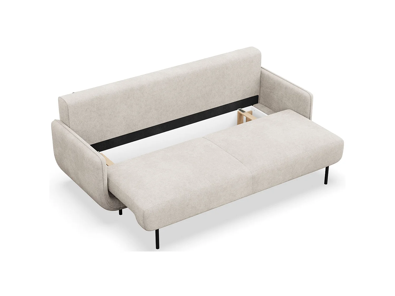 Canapé convertible 3 places – tissu texturé – beige clair – OVALS
