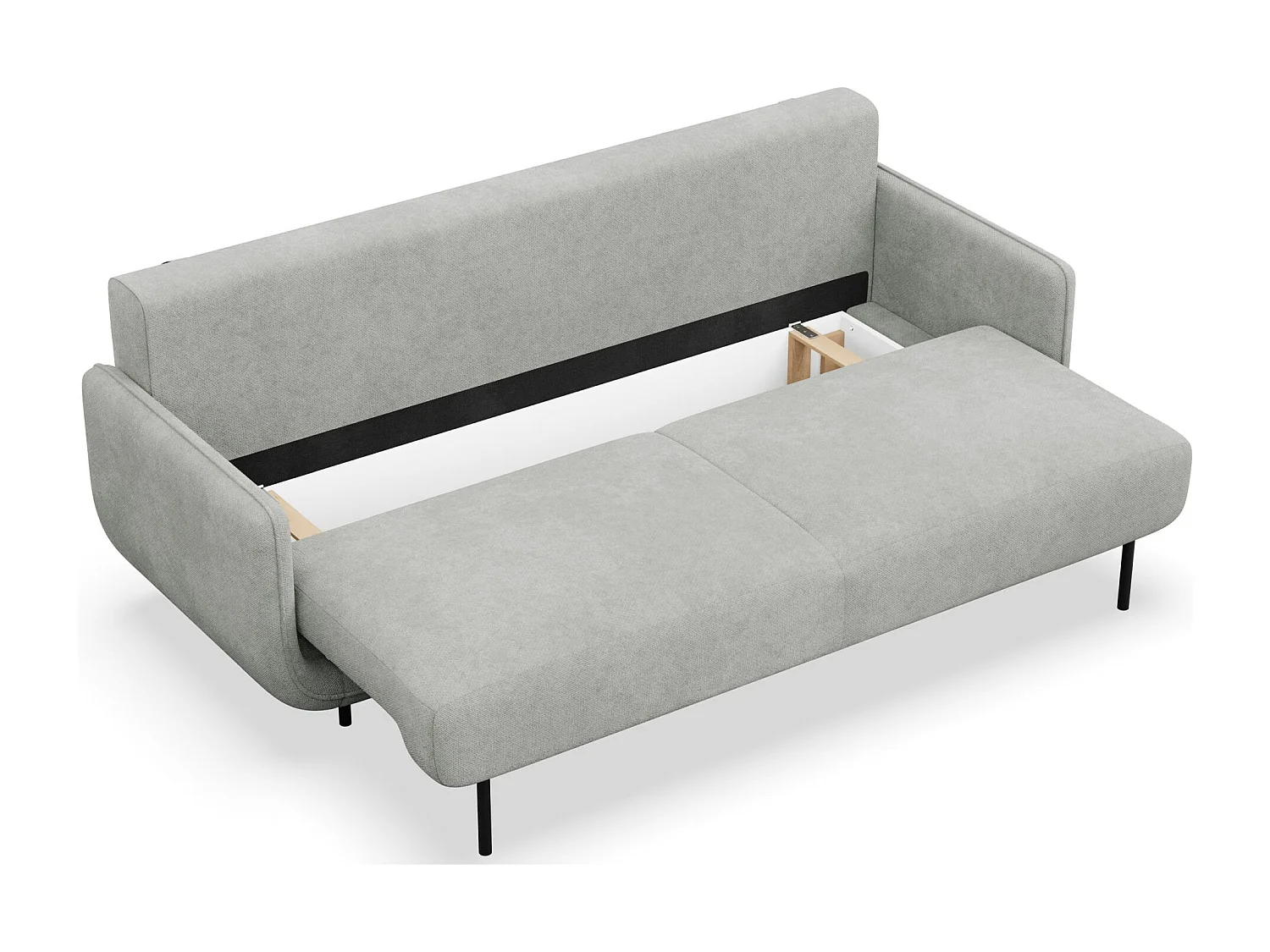 3-Sitzer Schlafsofa – Strukturstoff – Hellgrau – OVALS