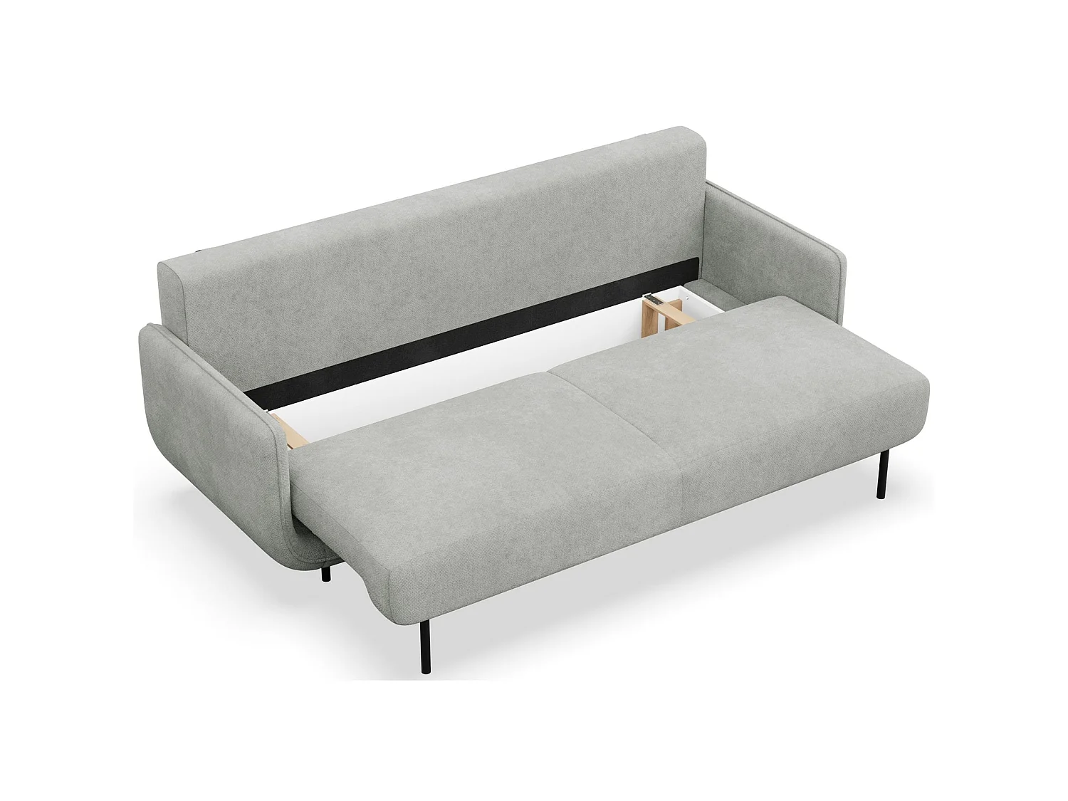 3-Sitzer Schlafsofa – Strukturstoff – Hellgrau – OVALS