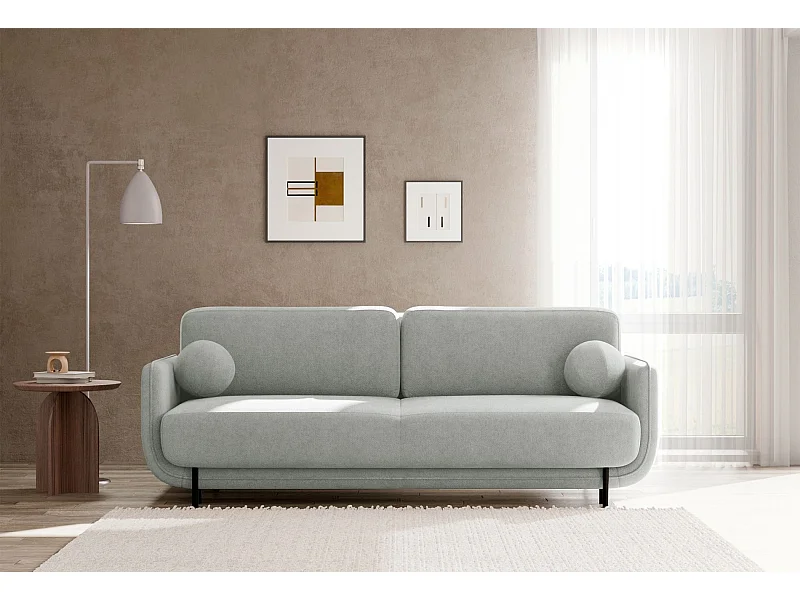 3-Sitzer Schlafsofa – Strukturstoff – Hellgrau – OVALS