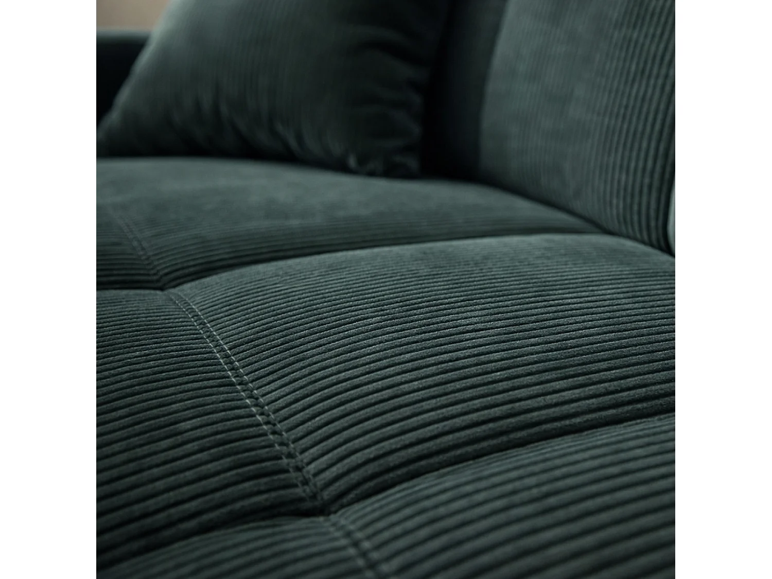 Canapé convertible avec coffre en velours côtelé vert 3 places ADARE