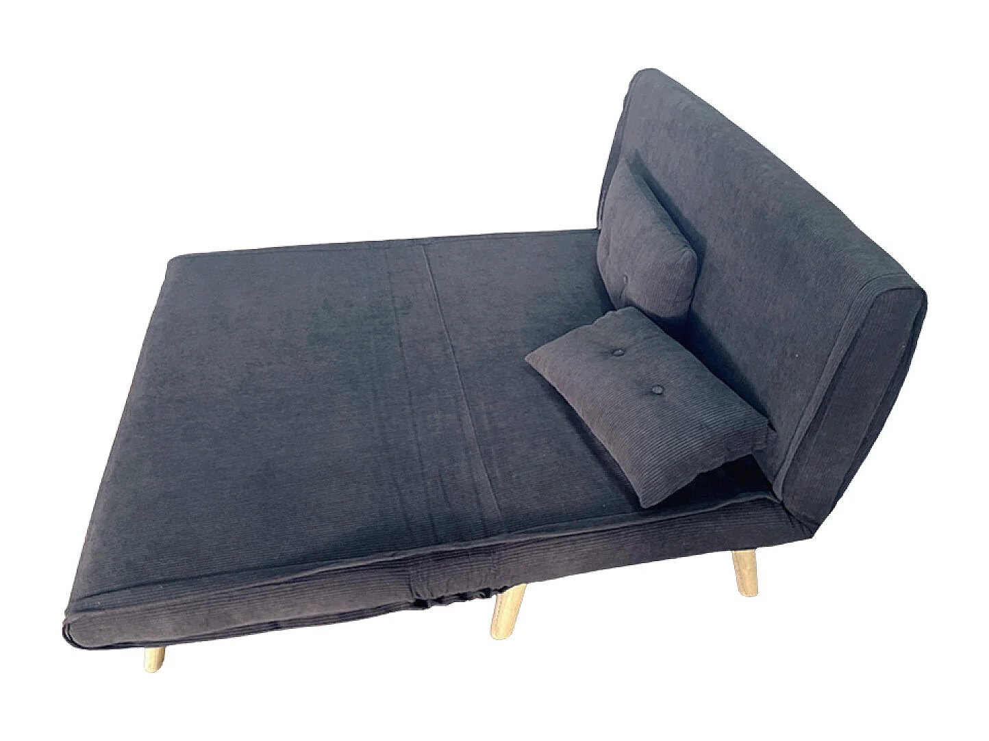 Canapé convertible en velours côtelé gris 2 places ENNIS