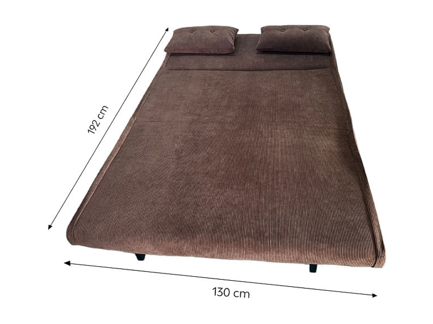 Canapé convertible en velours côtelé chccolat 2 places ENNIS