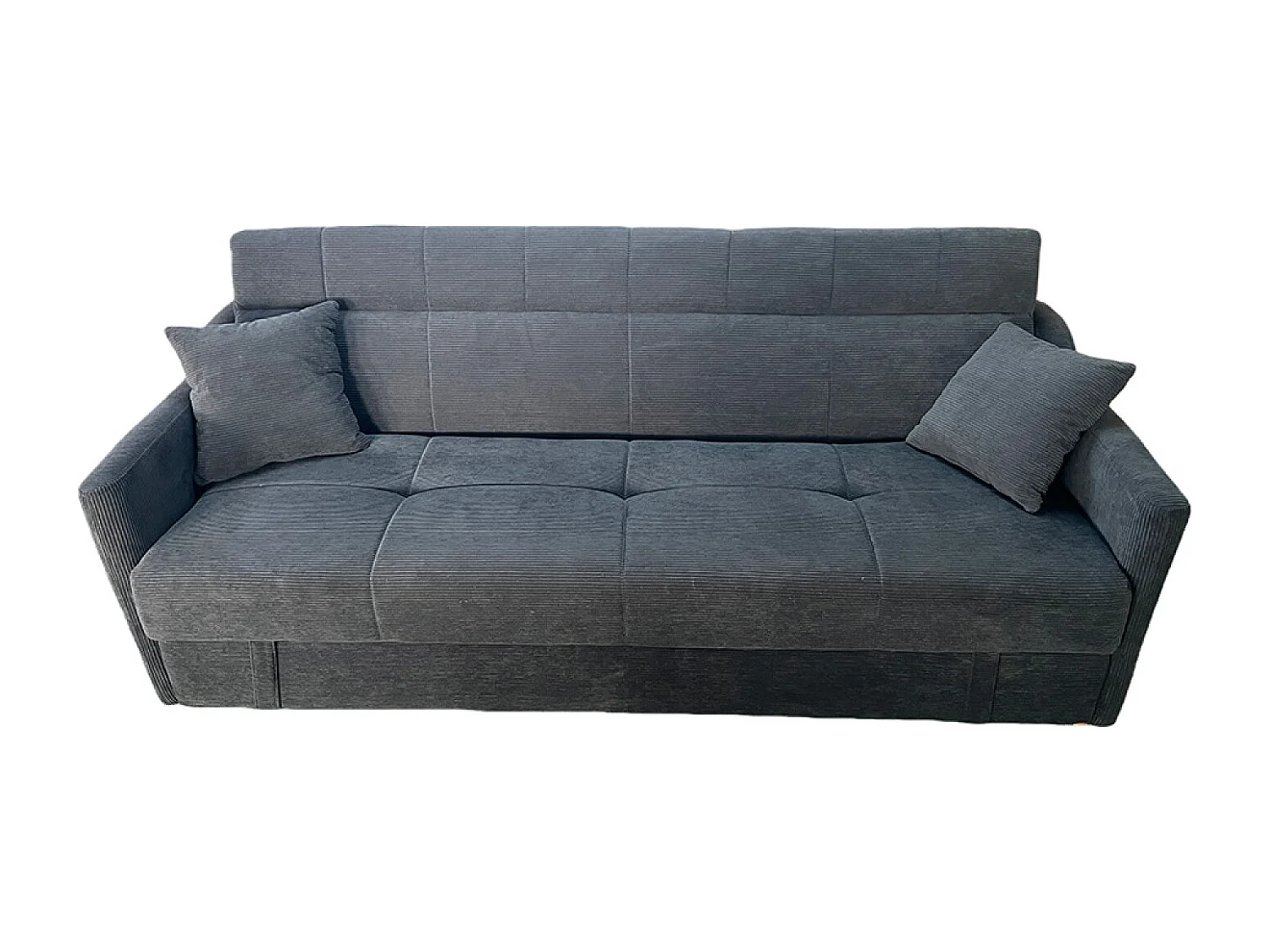 Canapé convertible avec coffre en velours côtelé gris 3 places ADARE