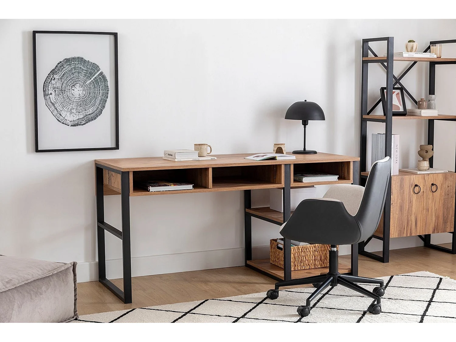 Bureau en bois "Emro" - 150 x 58 x 75 cm - Noyer Noir
