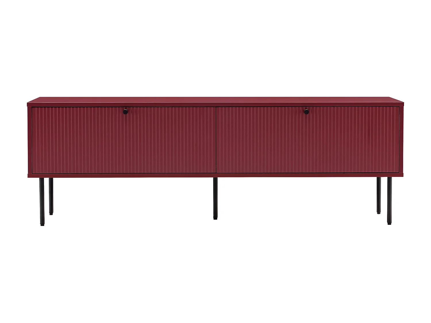 Meuble TV 2 portes en acier et MDF décor mélaminé 150 cm bordeaux