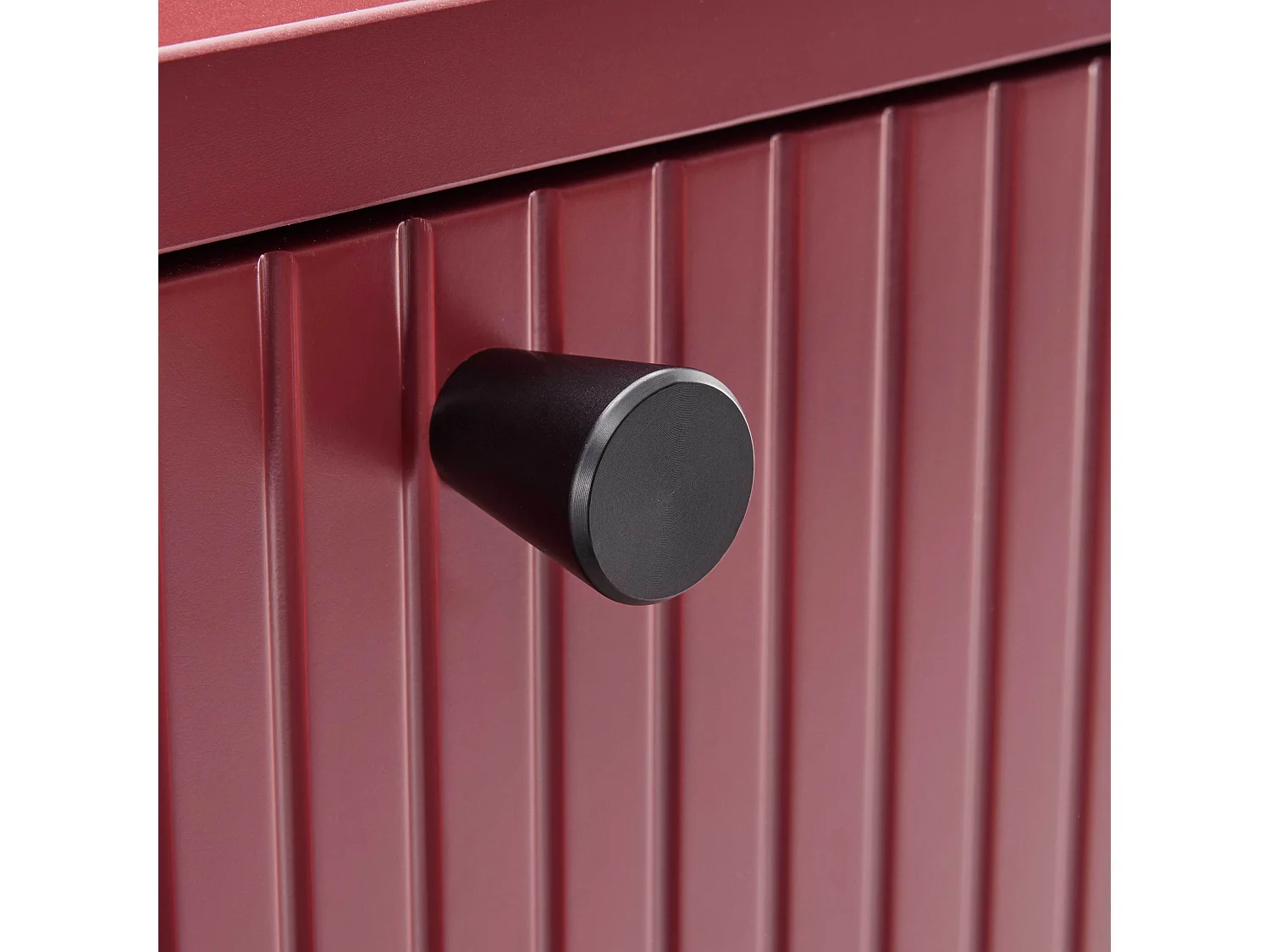 Meuble TV 2 portes en acier et MDF décor mélaminé 150 cm bordeaux