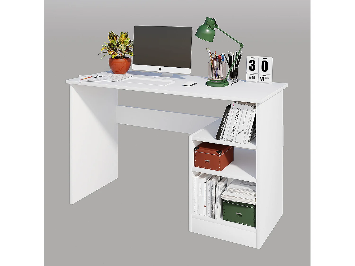 Bureau en bois "Bahar" - 120 x 50 x 74 cm - Blanc