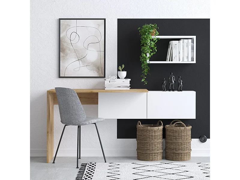 Bureau en bois "Tiff" - 145 x 45 x 74 cm - Chêne blanc