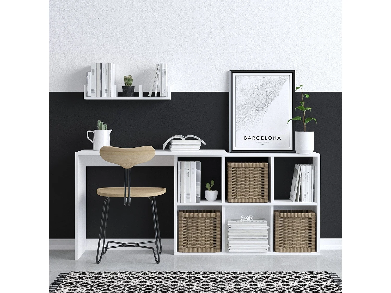 Bureau en bois "Jack" - 145 x 45 x 74 cm - Chêne blanc