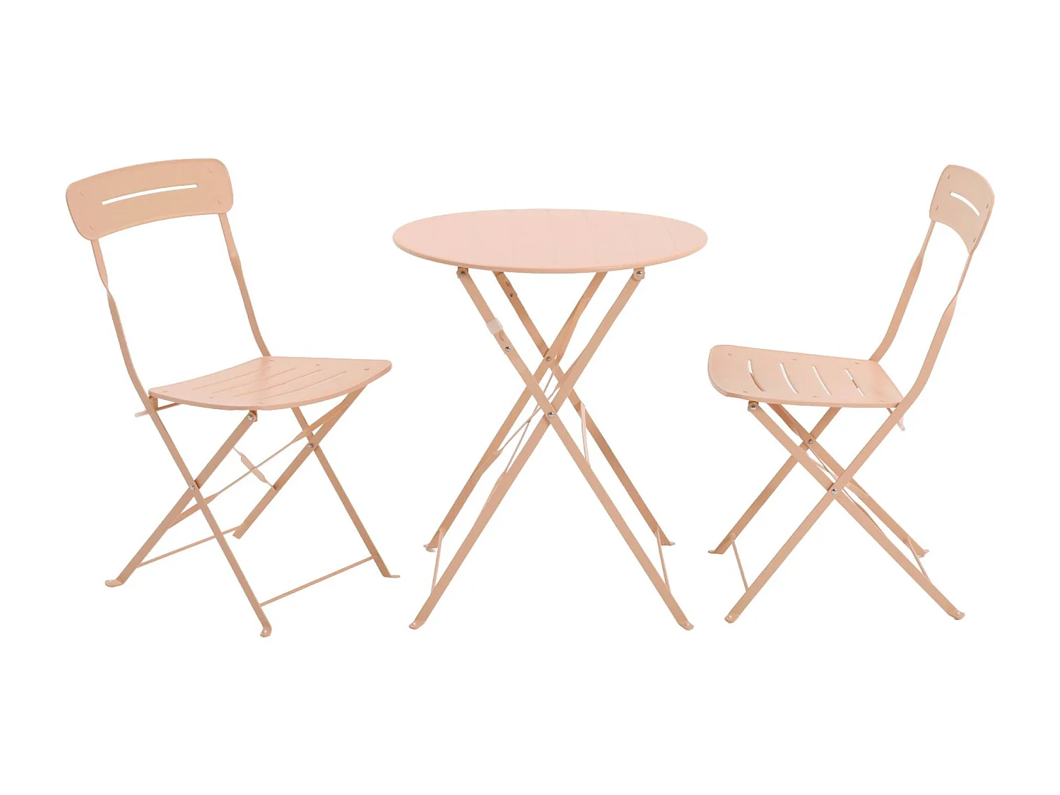 Set de jardín bistró plegable de mesa redonda de acero con 2 sillas