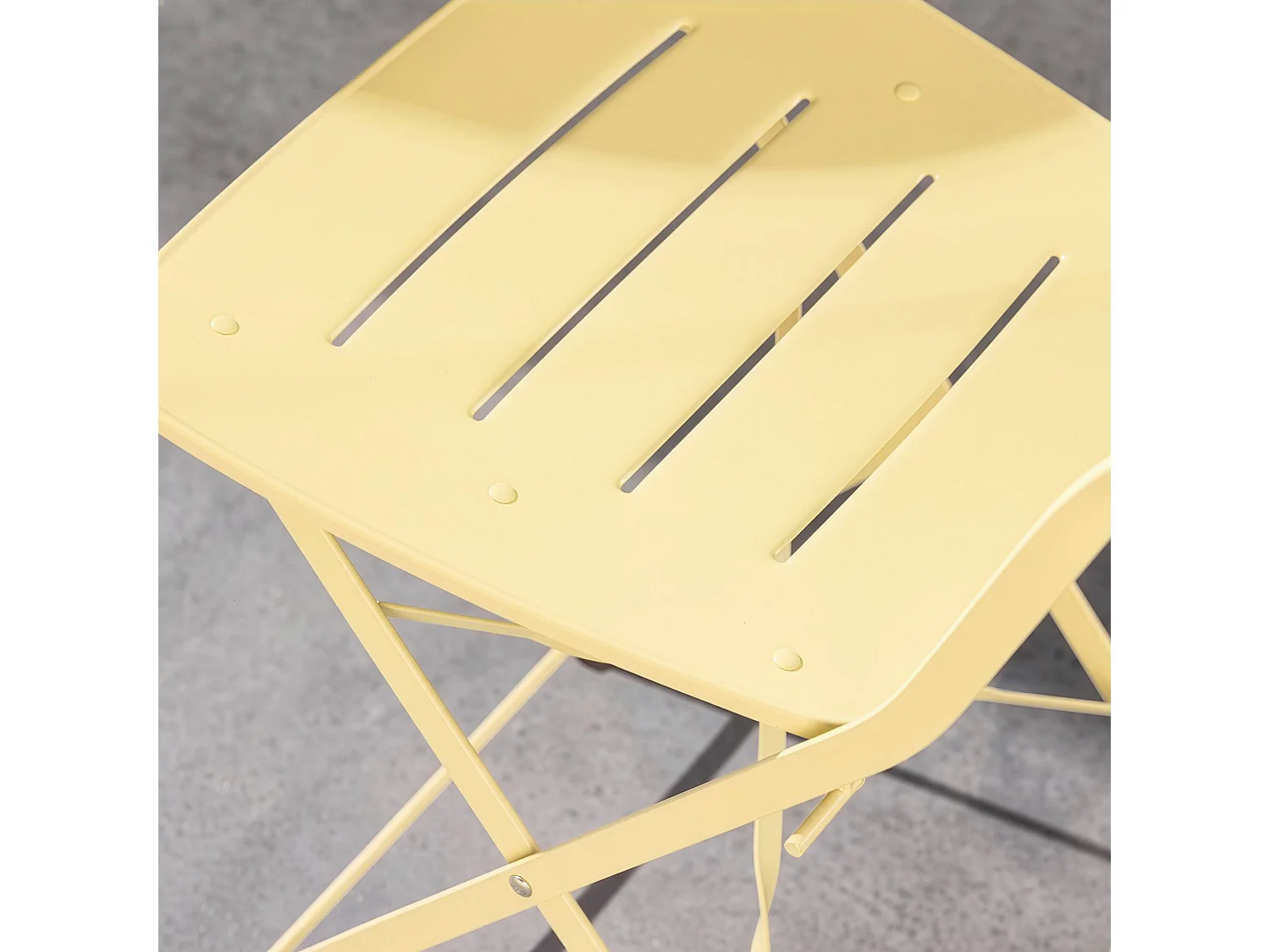 Set mesa de jardín bistró plegable redonda de acero con 2 sillas,