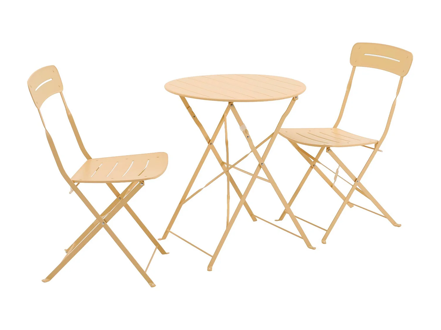 Set de jardín bistró plegable de mesa redonda de acero con 2 sillas