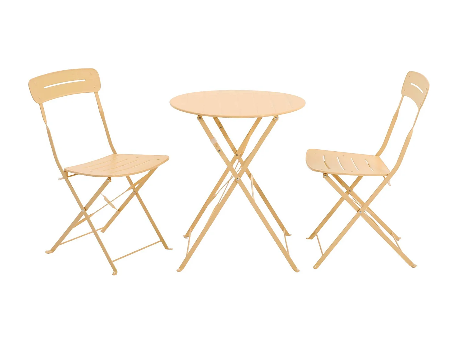 Set de jardín bistró plegable de mesa redonda de acero con 2 sillas