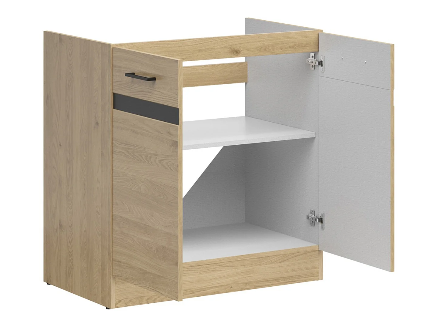 Cuisine d'angle complète 200x200 cm, Meubles de cuisine modulables coloris Chêne bernstein, plan de travail Non inclus