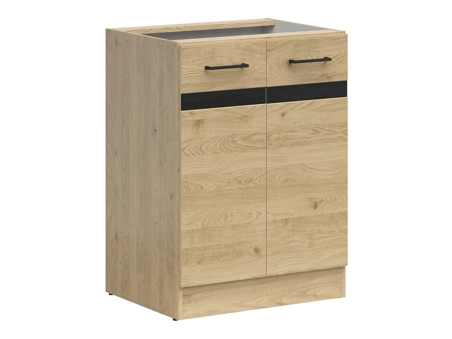 Cuisine d'angle complète 200x200 cm, Meubles de cuisine modulables coloris Chêne bernstein, plan de travail Non inclus