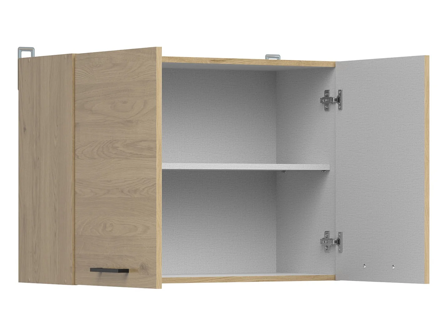 Cuisine d'angle complète 200x200 cm, Meubles de cuisine modulables coloris Chêne bernstein, plan de travail Non inclus