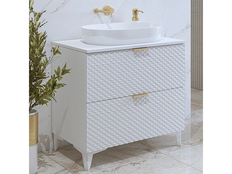 Meuble sous-vasque 80cm sur pieds Cléa Blanc