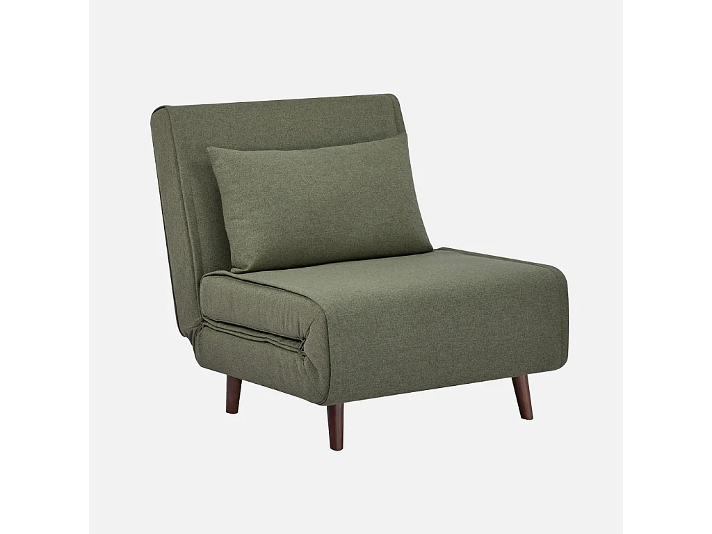 Poltrona letto convertibile tessuto con piedi in legno 1 posto