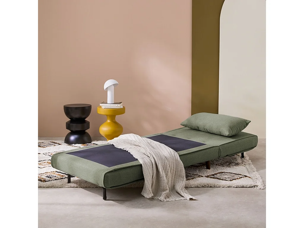 Poltrona letto convertibile tessuto con piedi in legno 1 posto