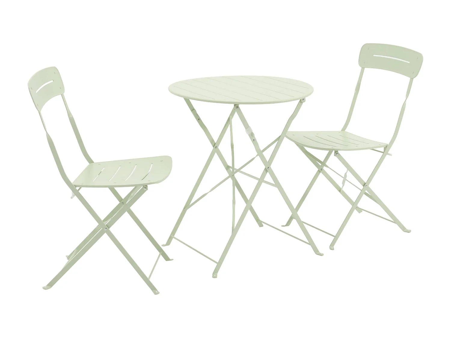 Set de jardín bistró plegable de mesa redonda de acero con 2 sillas