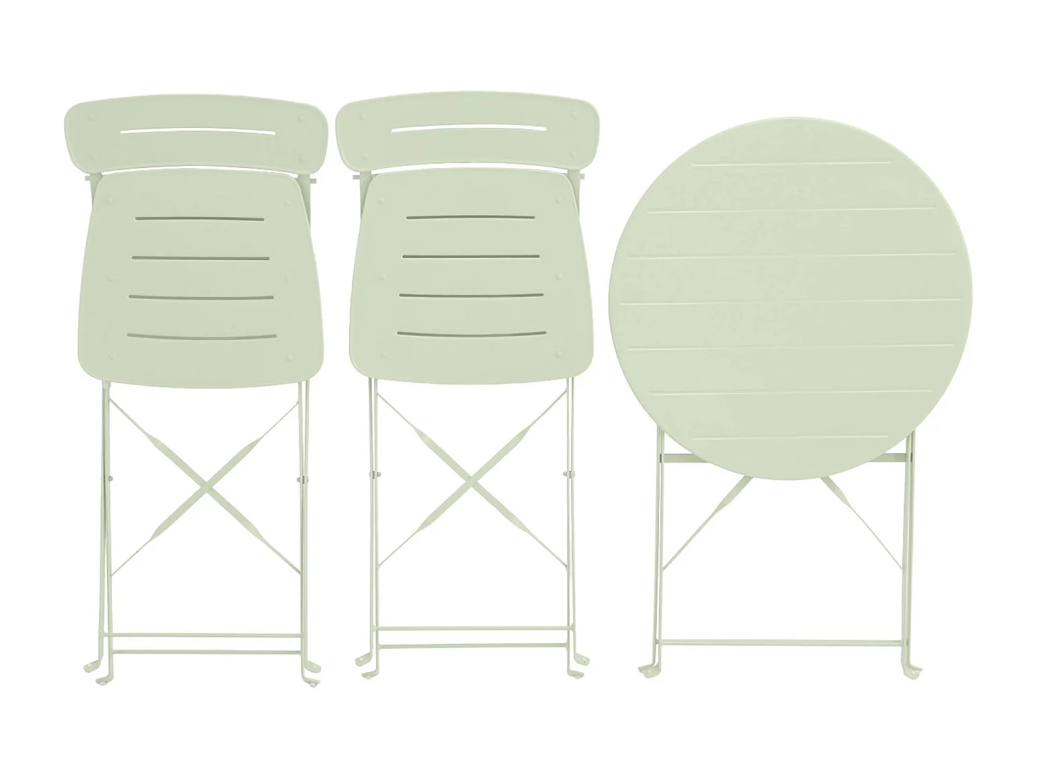 Set de jardín bistró plegable de mesa redonda de acero con 2 sillas