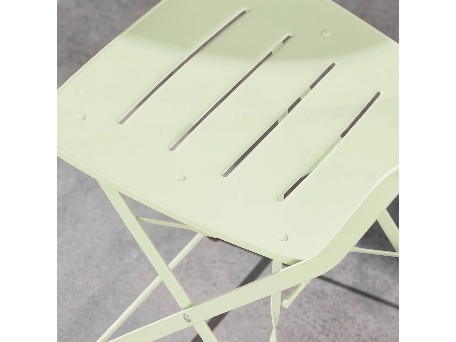 Set mesa de jardín bistró plegable redonda de acero con 2 sillas,