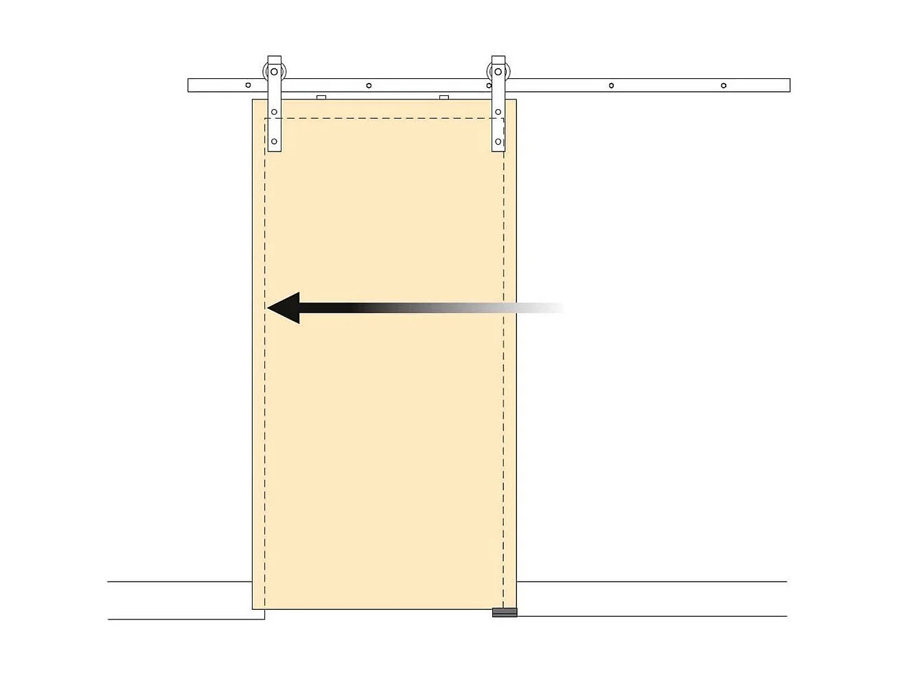 Kit de quincaillerie pour porte coulissante suspendue en bois Barn Sans fermeture amortie