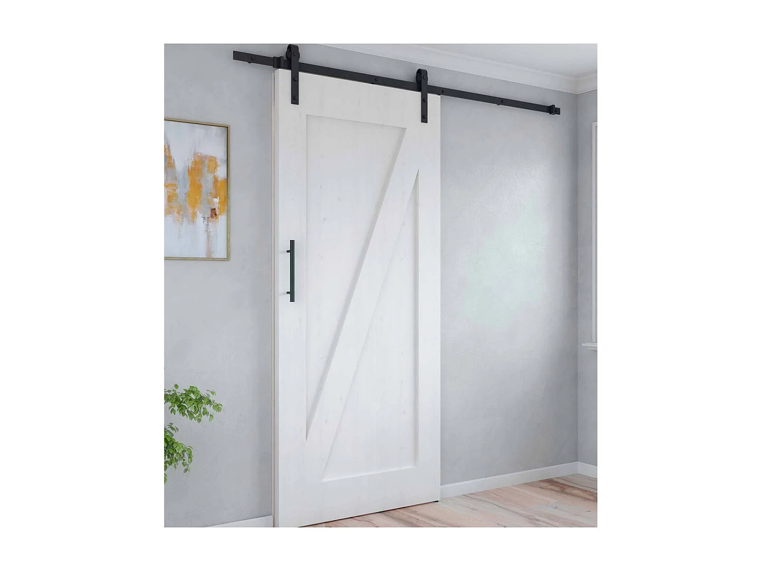 Kit de quincaillerie pour porte coulissante suspendue en bois Barn Sans fermeture amortie