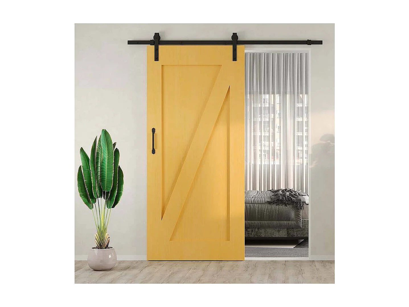 Kit de quincaillerie pour porte coulissante suspendue en bois Barn Sans fermeture amortie