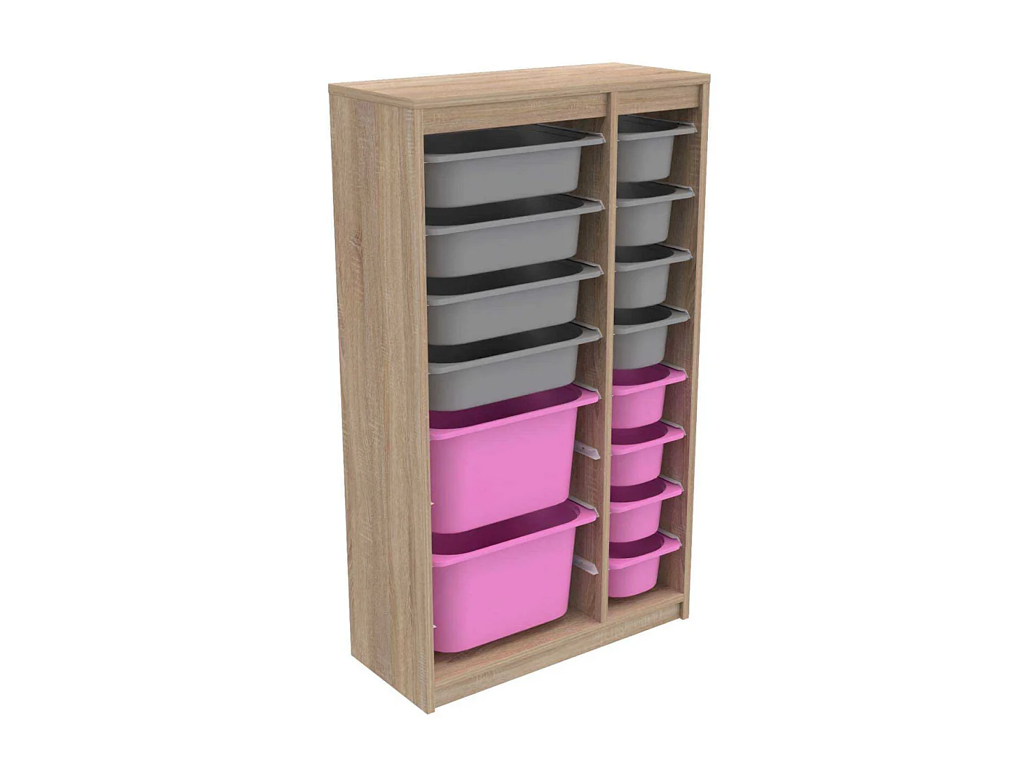 Meuble de rangement 14 tiroirs Montana Sonomo, gris et rose