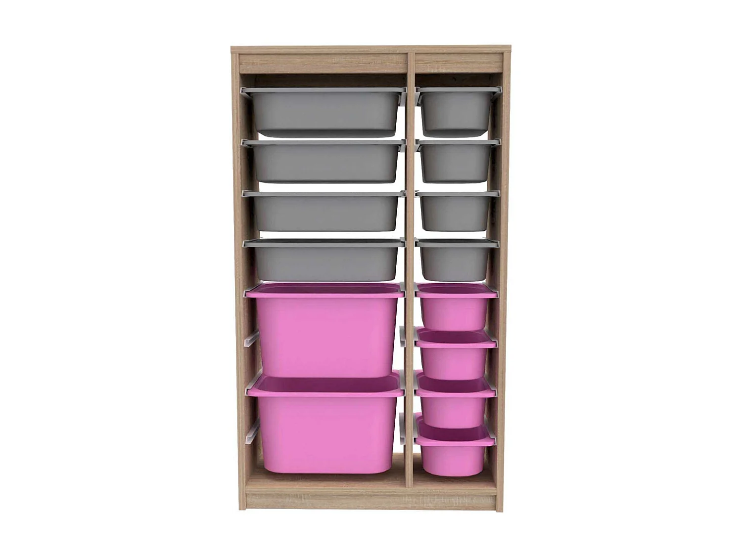 Meuble de rangement 14 tiroirs Montana Sonomo, gris et rose