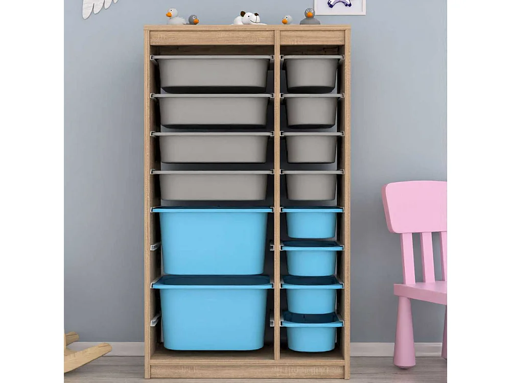 Meuble de rangement 14 tiroirs Montana Sonomo, gris et bleu