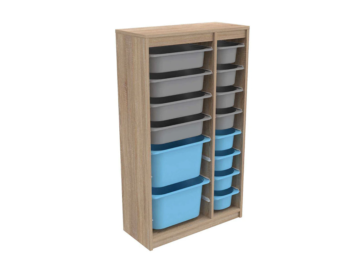 Meuble de rangement 14 tiroirs Montana Sonomo, gris et bleu