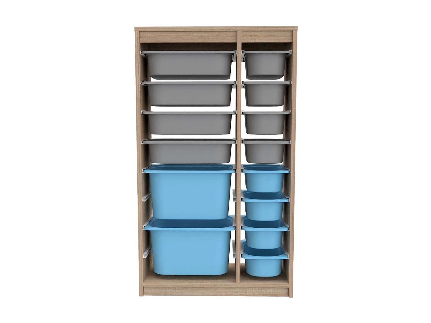 Meuble de rangement 14 tiroirs Montana Sonomo, gris et bleu