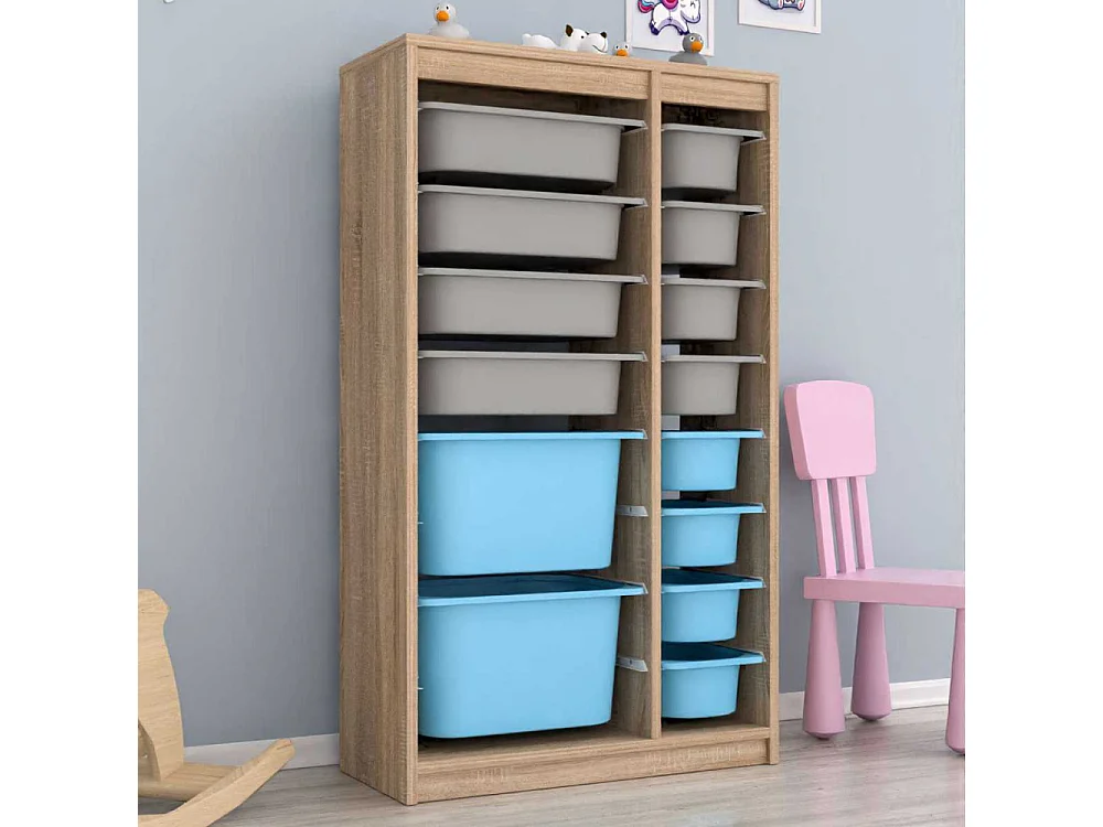 Meuble de rangement 14 tiroirs Montana Sonomo, gris et bleu