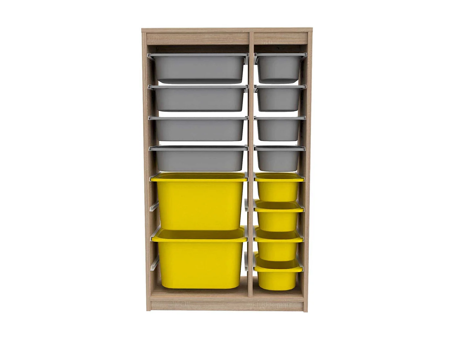 Meuble de rangement 14 tiroirs Montana Sonomo, gris et jaune