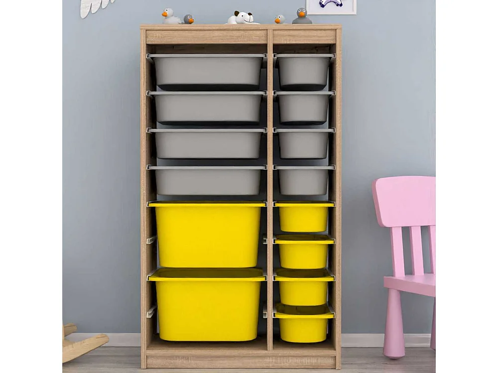 Meuble de rangement 14 tiroirs Montana Sonomo, gris et jaune