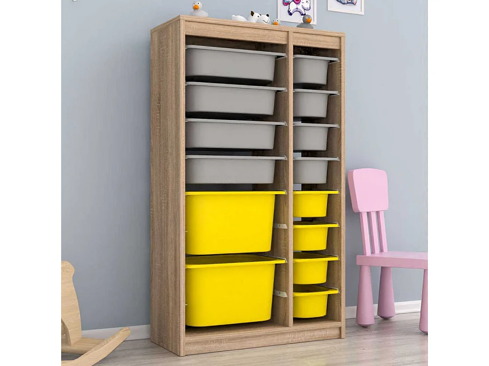 Meuble de rangement 14 tiroirs Montana Sonomo, gris et jaune