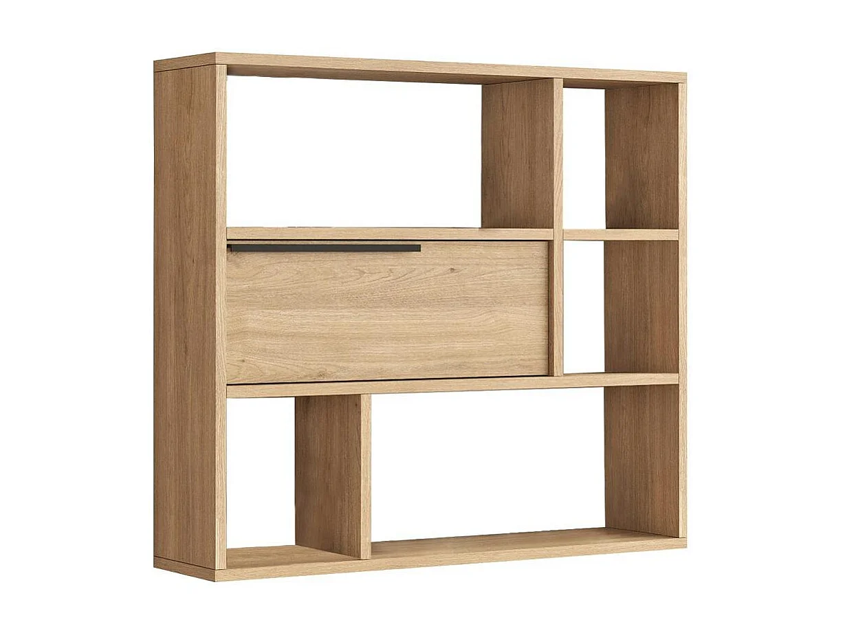 Etagère murale décor bois rangement fermé 5 niches MARFA