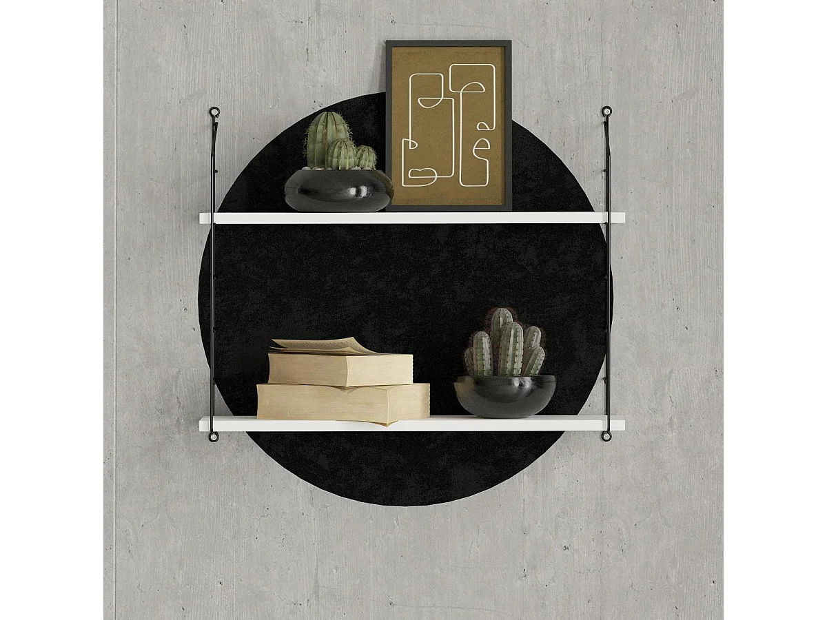 Etagère murale blanche 2 plateaux à montants noirs JENA