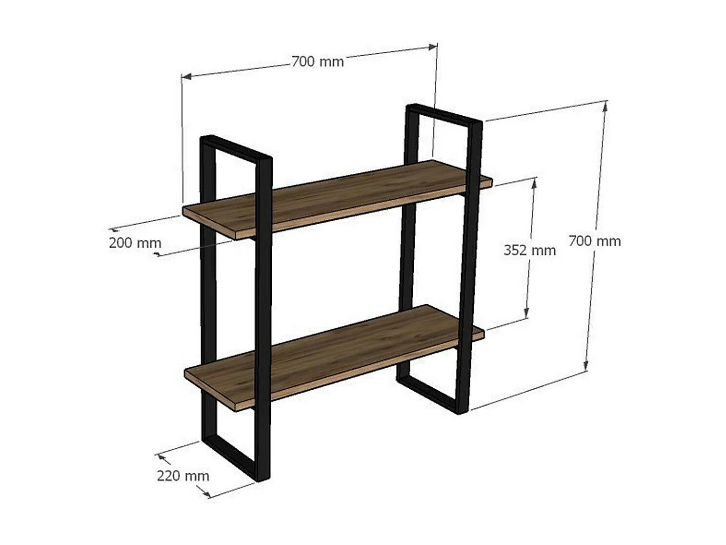 Étagère murale moderne décor bois clair et cadres métal JENA