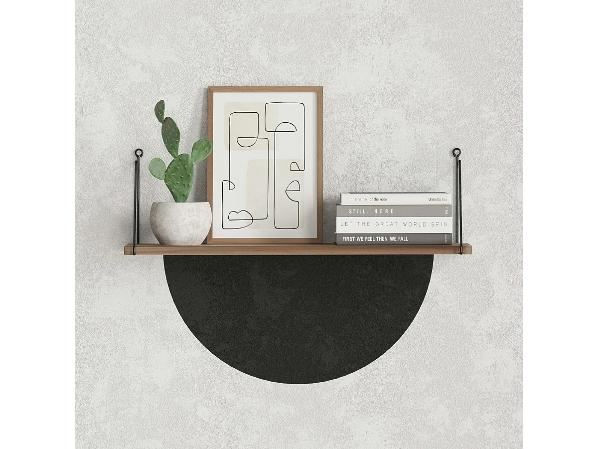 Etagère murale décor bois foncé à montants noirs JENA