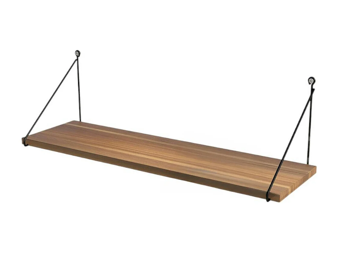 Etagère murale décor bois foncé à montants noirs JENA