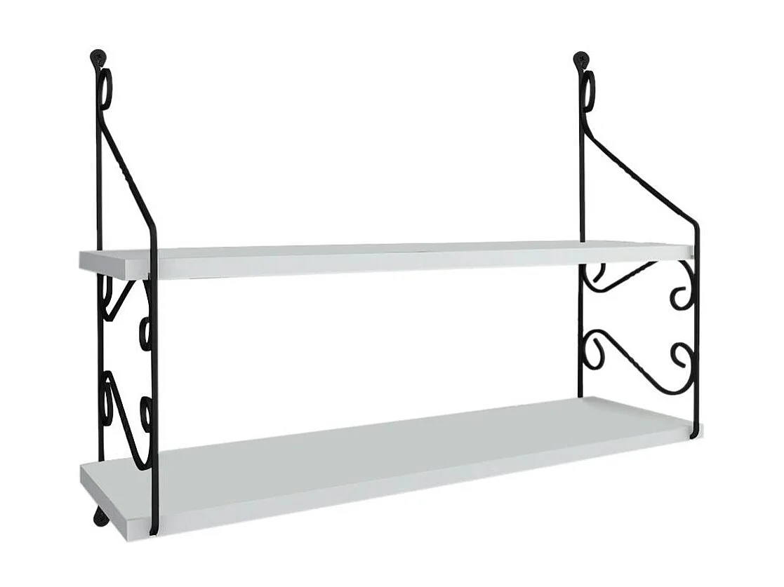 Etagère murale blanche 2 plateaux à volutes noires JENA