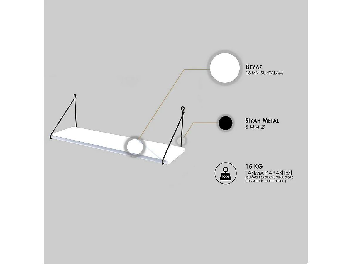 Etagère murale blanche à montants noirs JENA