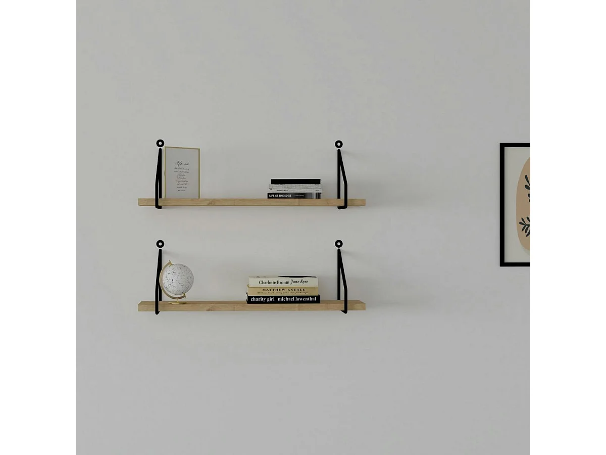 Étagère murale décor bois montants équerres design (x2) JENA