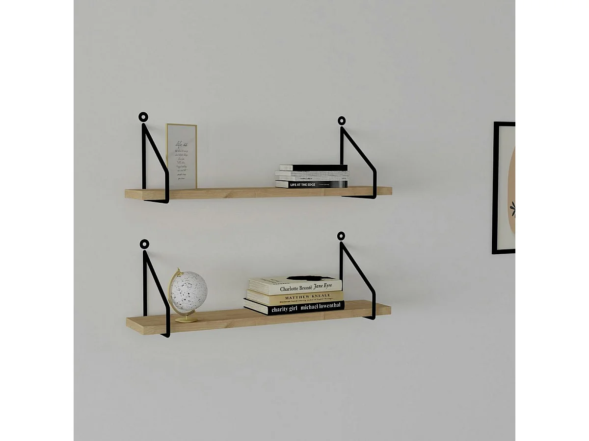 Étagère murale décor bois montants équerres design (x2) JENA