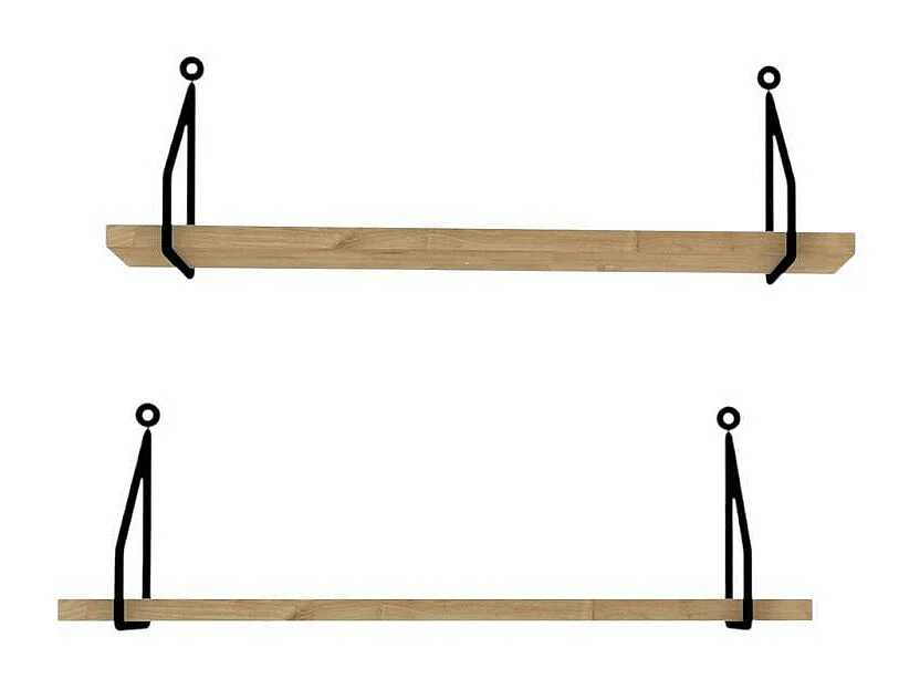 Étagère murale décor bois montants équerres design (x2) JENA